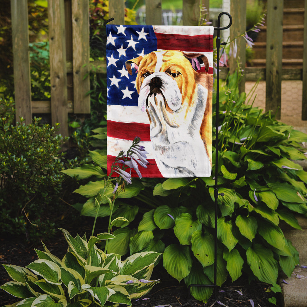 USA American Flag with Bulldog English Flag Garden Size.