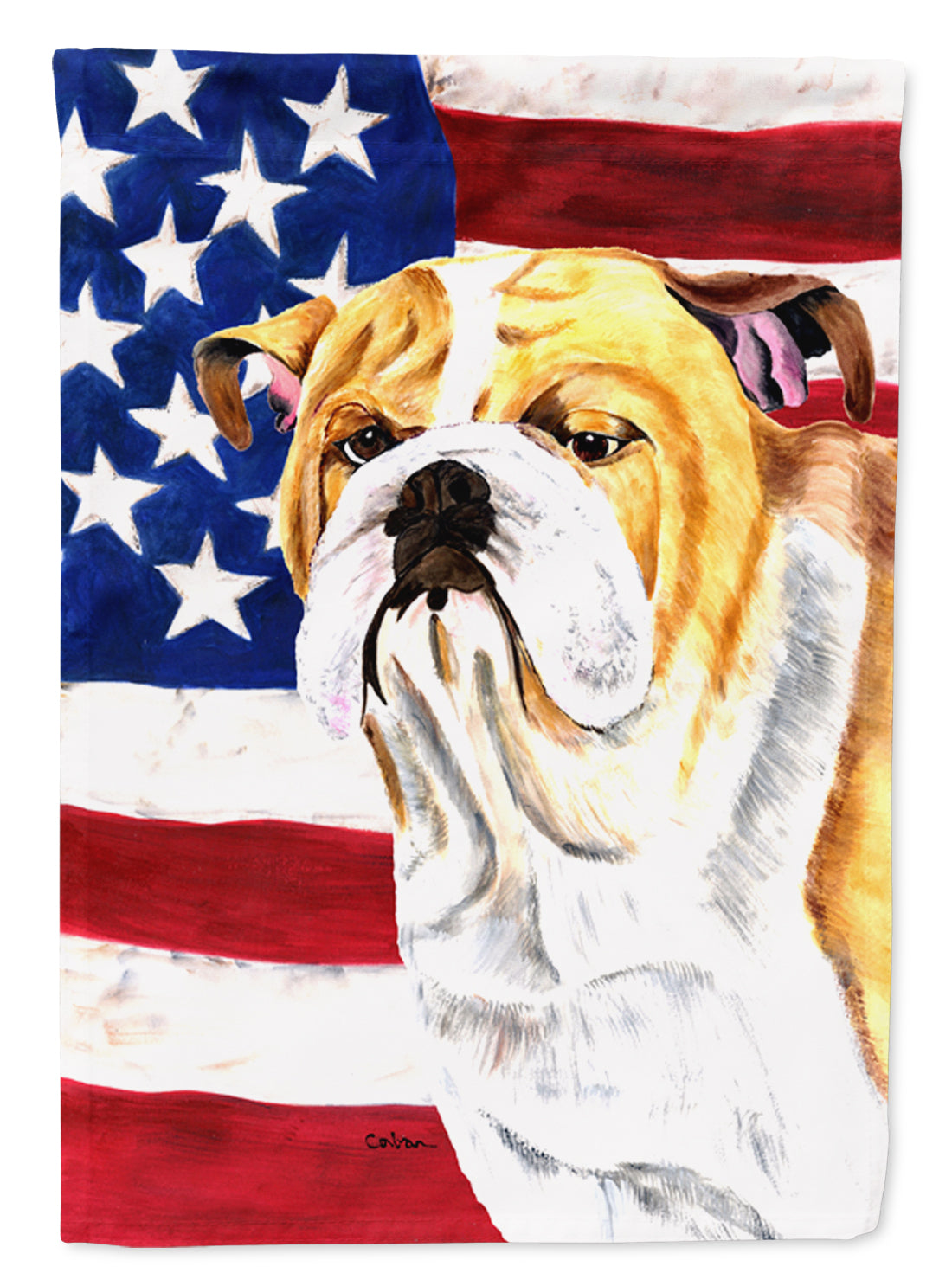 USA American Flag with Bulldog English Flag Garden Size.