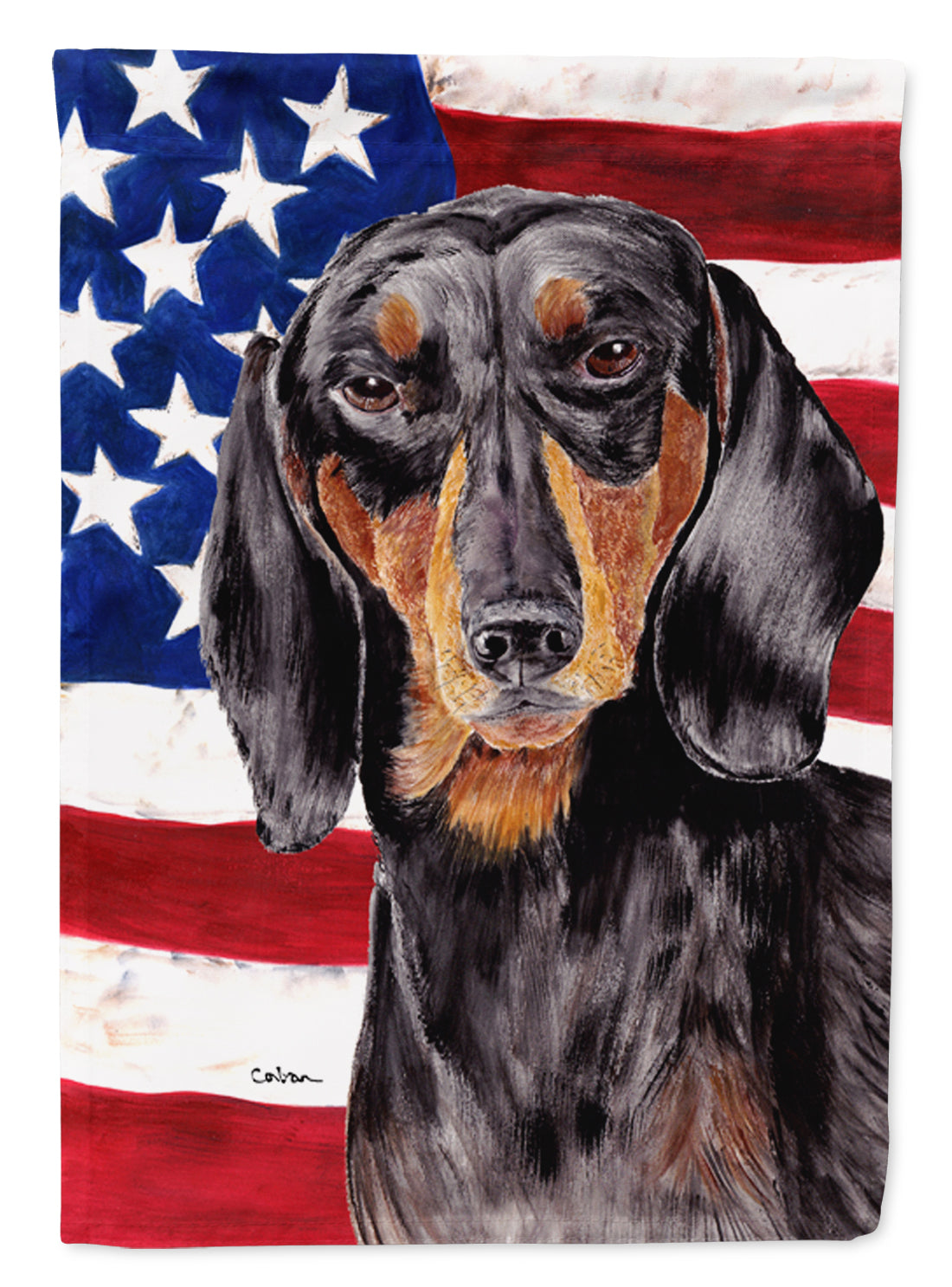 USA American Flag with Dachshund Flag Canvas House Size  the-store.com.