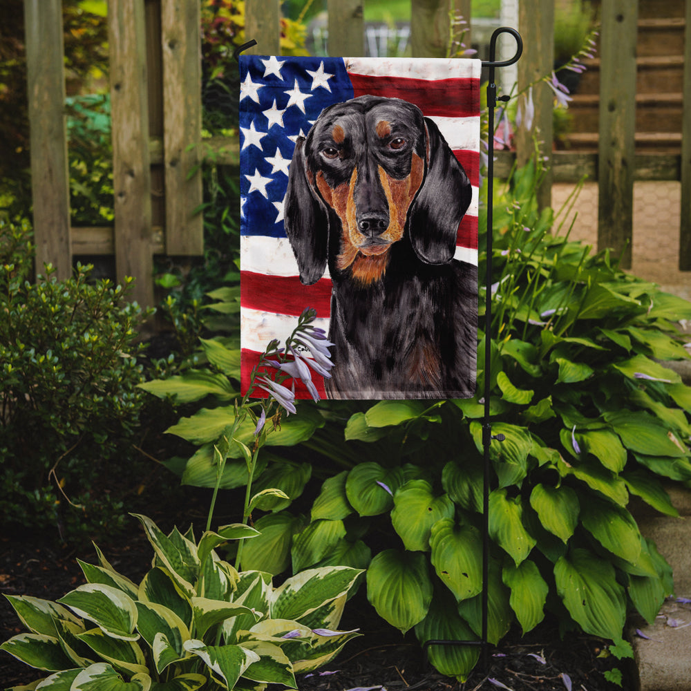 USA American Flag with Dachshund Flag Garden Size.