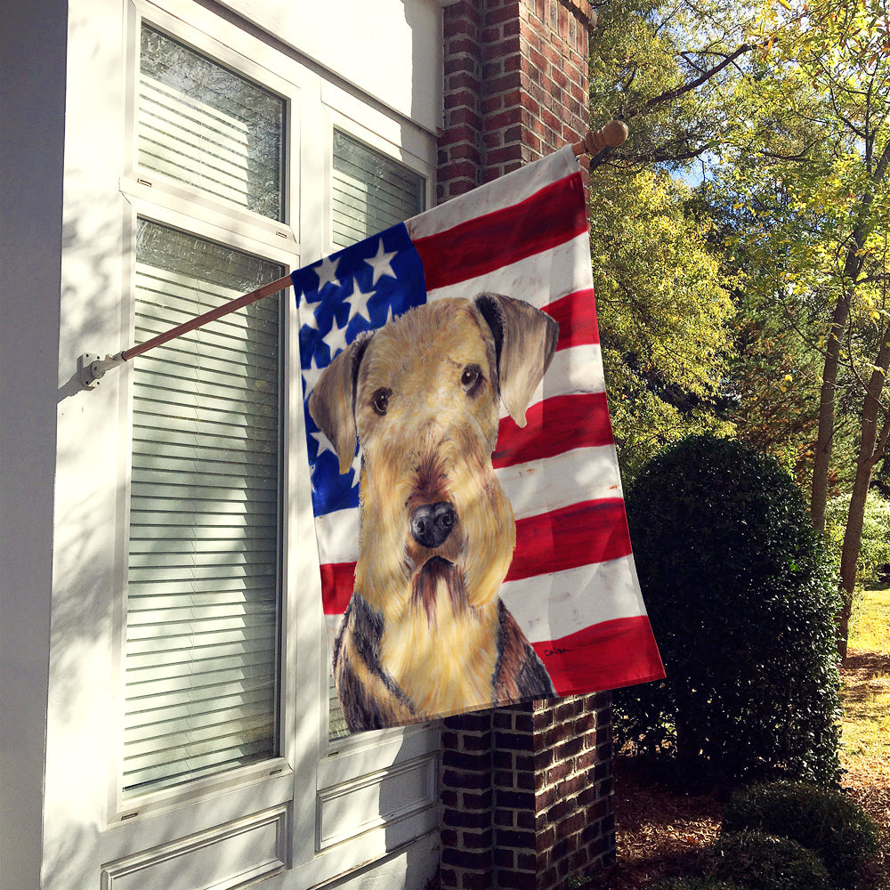 USA American Flag with Airedale Flag Canvas House Size  the-store.com.