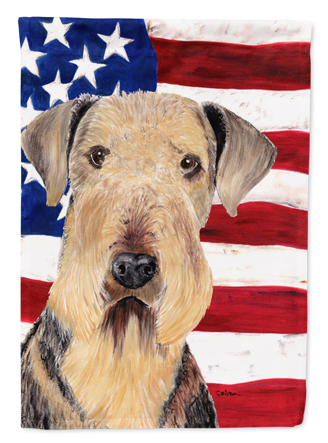 USA American Flag with Airedale Flag Garden Size.