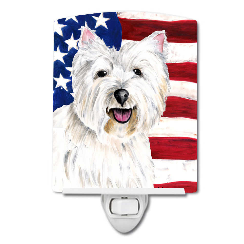 USA American Flag with Westie Ceramic Night Light SC9008CNL - the-store.com