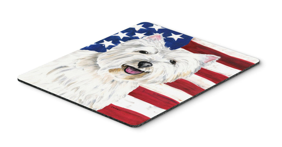 USA American Flag with Westie Mouse Pad, Hot Pad or Trivet by Caroline&#39;s Treasures