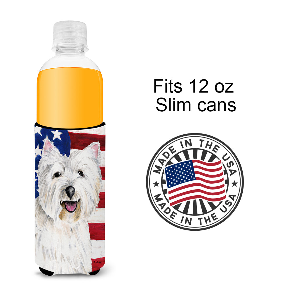 USA American Flag with Westie Ultra Beverage Insulators for slim cans SC9008MUK.