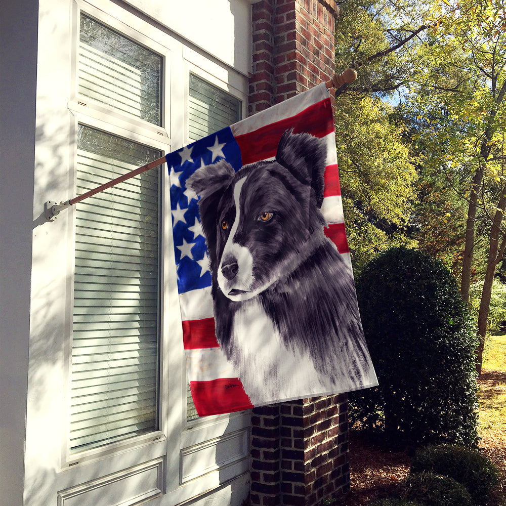 USA American Flag with Border Collie Flag Canvas House Size  the-store.com.