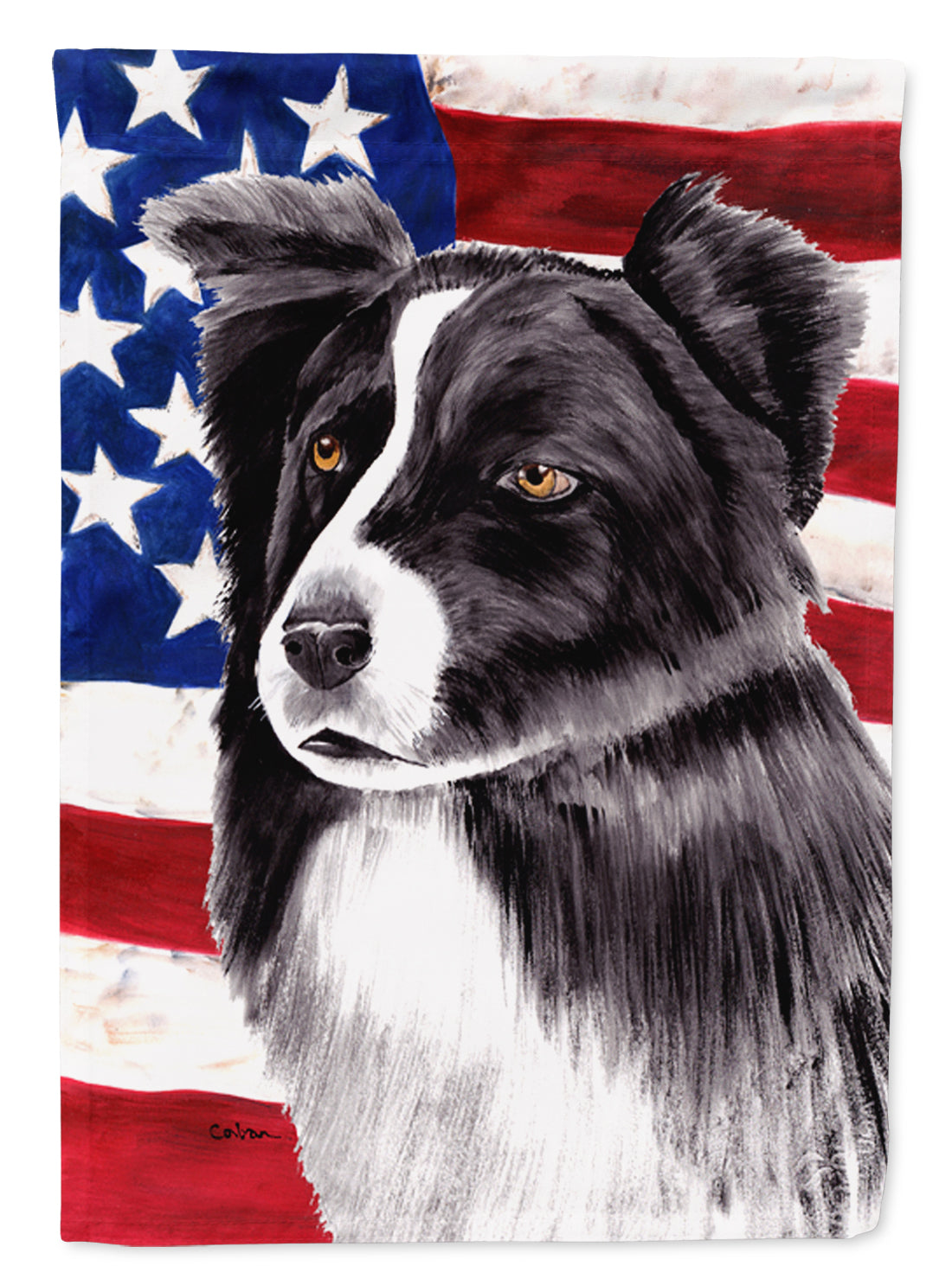 USA American Flag with Border Collie Flag Garden Size.