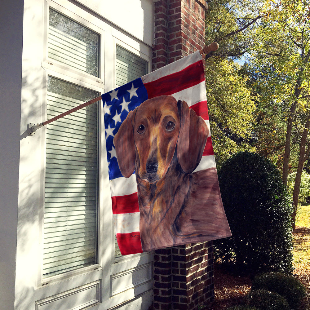 USA American Flag with Dachshund Flag Canvas House Size  the-store.com.