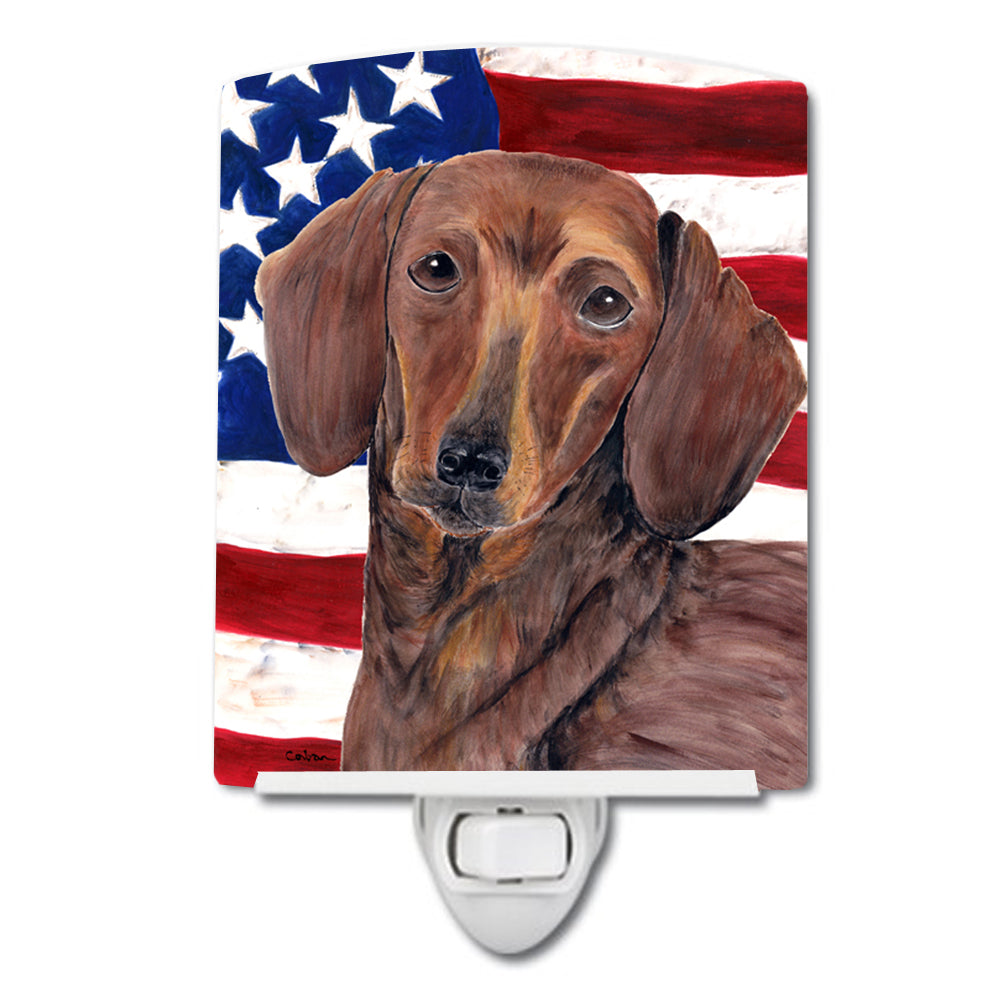 USA American Flag with Dachshund Ceramic Night Light SC9010CNL - the-store.com