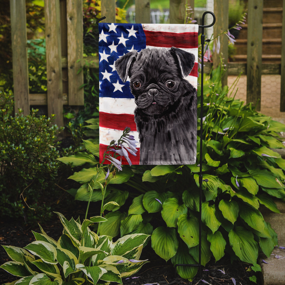 USA American Flag with Pug Flag Garden Size.