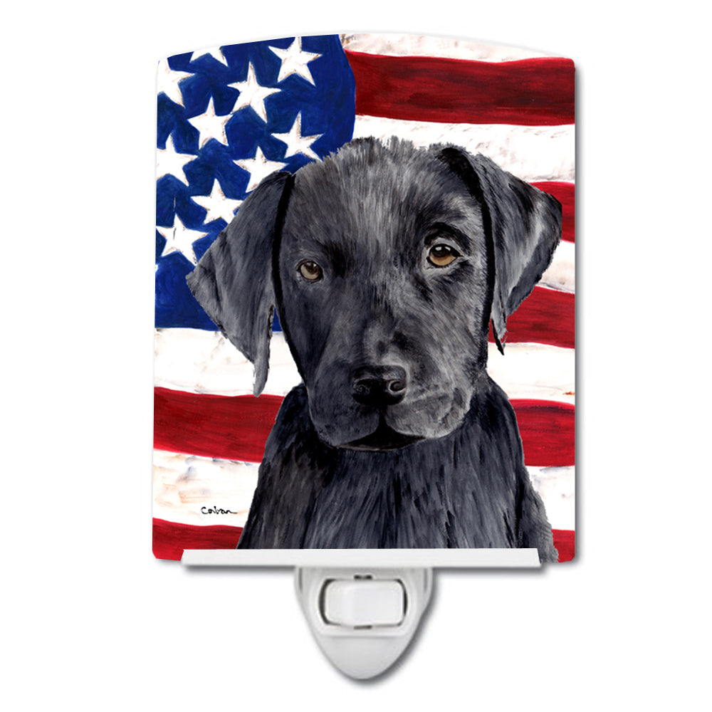 USA American Flag with Labrador Ceramic Night Light SC9012CNL - the-store.com