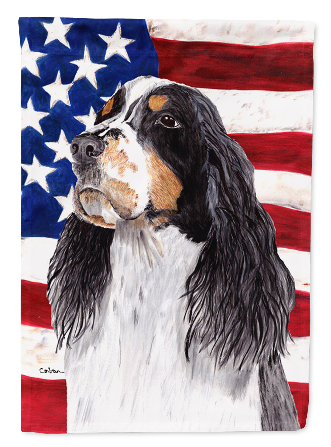 USA American Flag with Springer Spaniel Flag Canvas House Size  the-store.com.