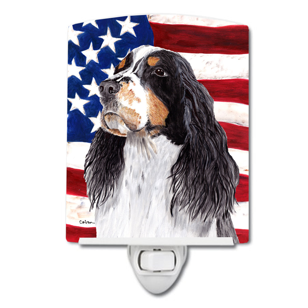 USA American Flag with Springer Spaniel Ceramic Night Light SC9016CNL - the-store.com