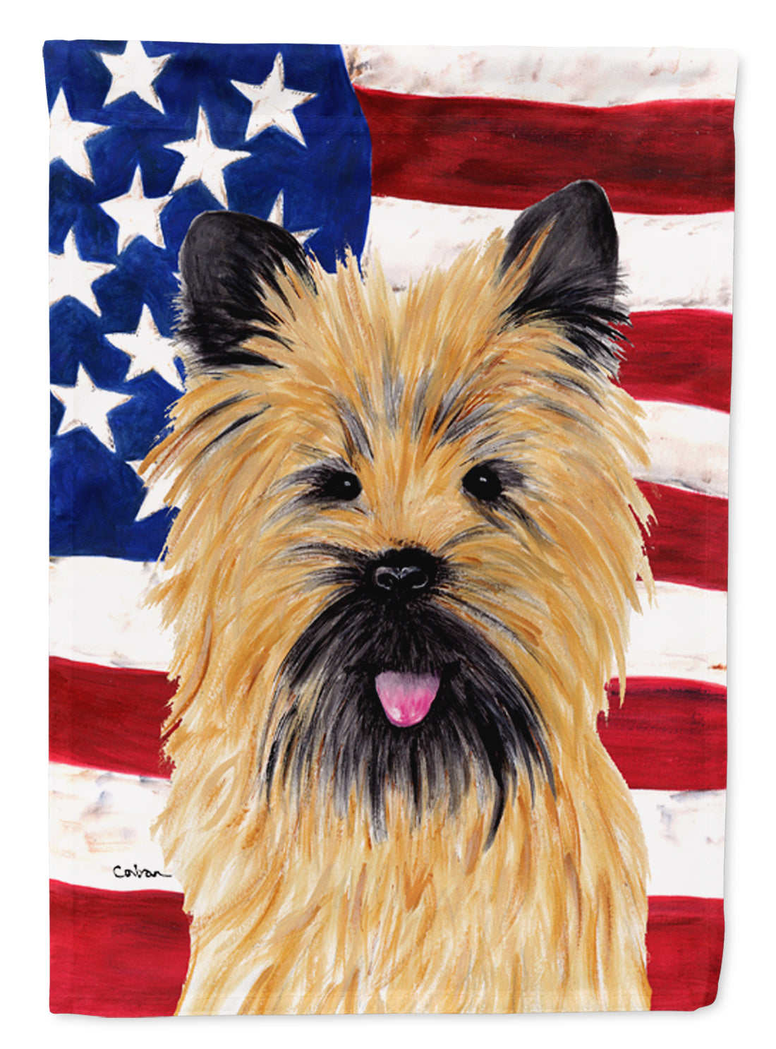 USA American Flag with Cairn Terrier Flag Canvas House Size  the-store.com.