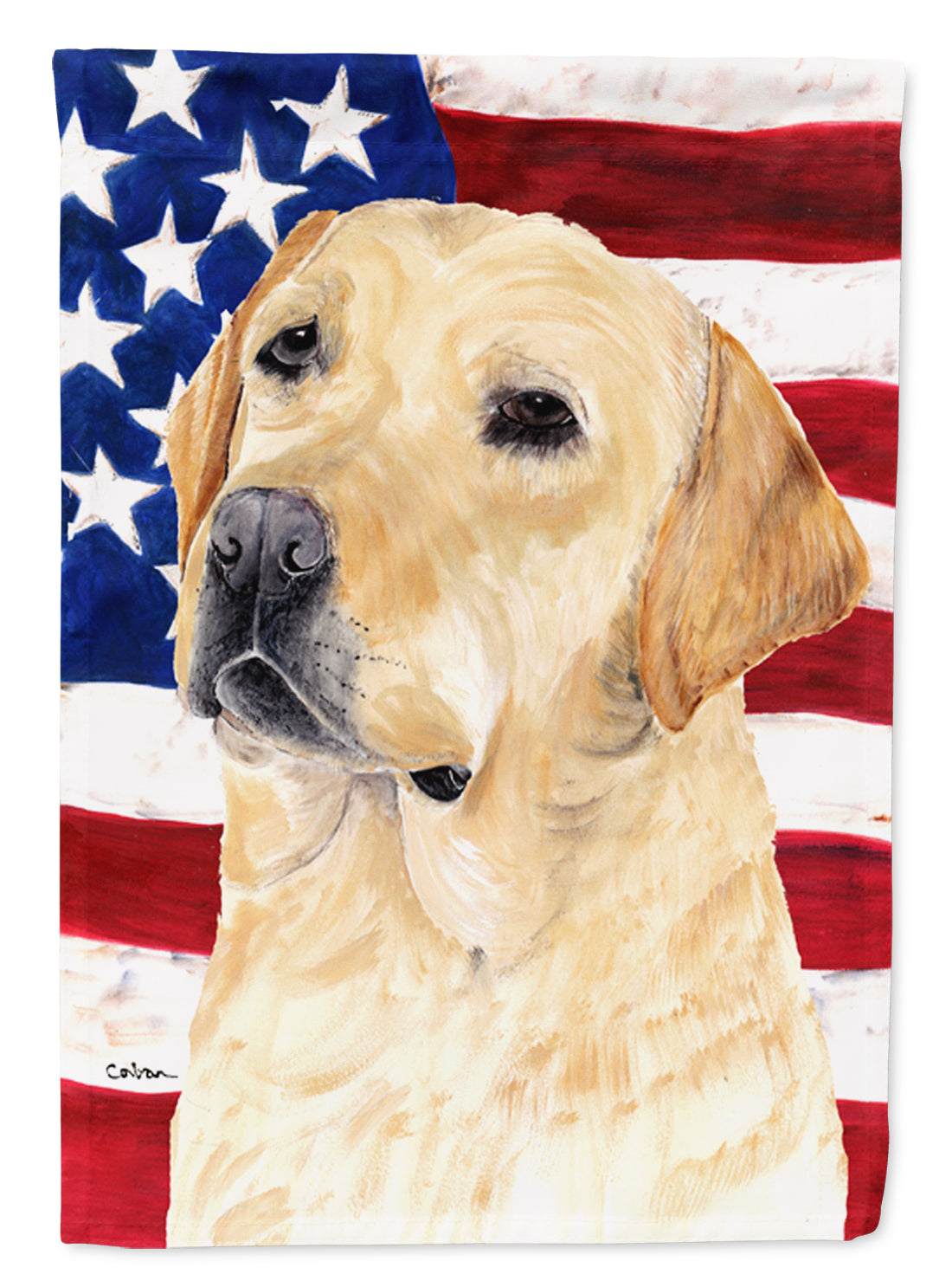 USA American Flag with Labrador Flag Canvas House Size  the-store.com.