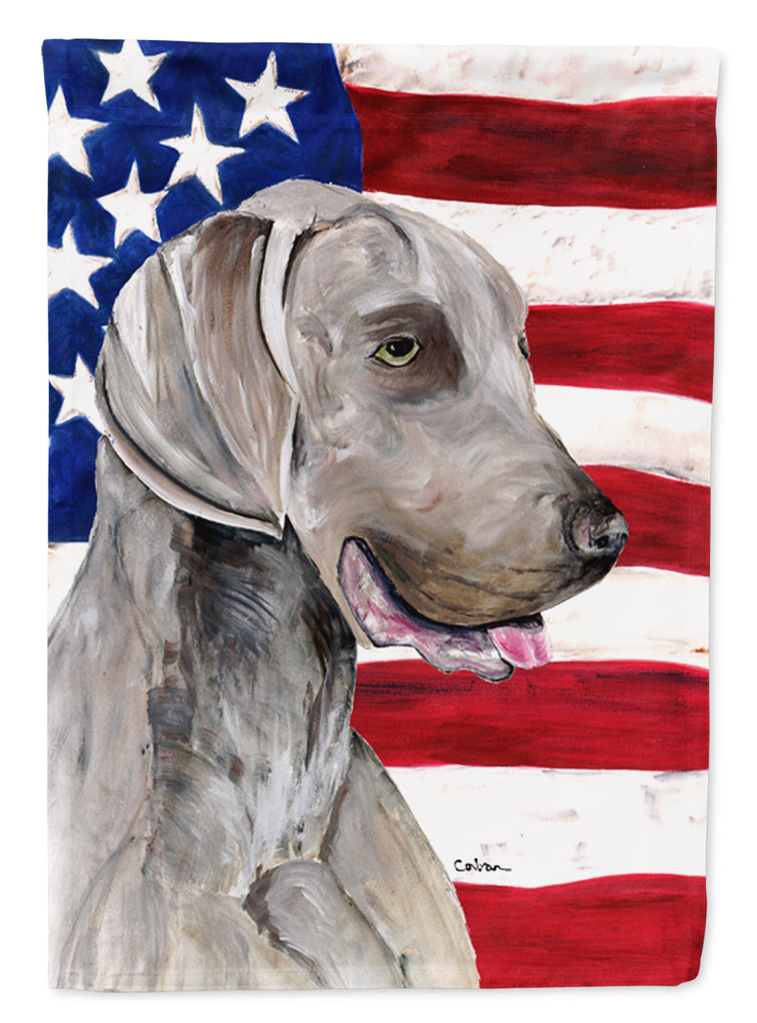 USA American Flag with Weimaraner Flag Garden Size.