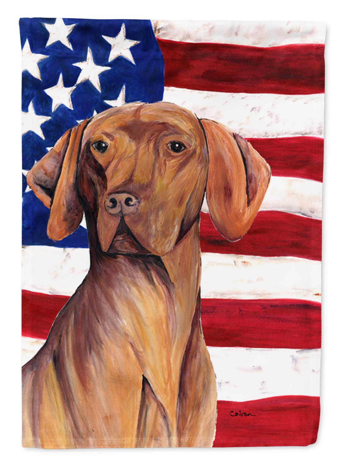 USA American Flag with Vizsla Flag Canvas House Size  the-store.com.