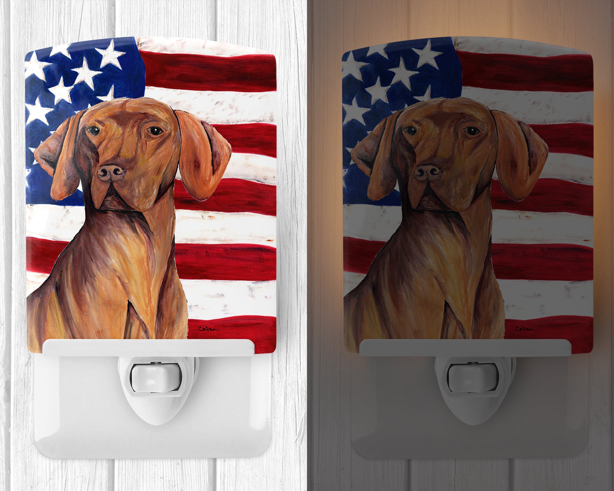 USA American Flag with Vizsla Ceramic Night Light SC9022CNL - the-store.com