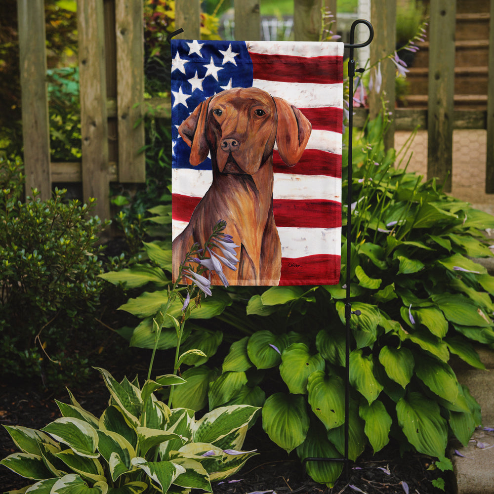 USA American Flag with Vizsla Flag Garden Size.