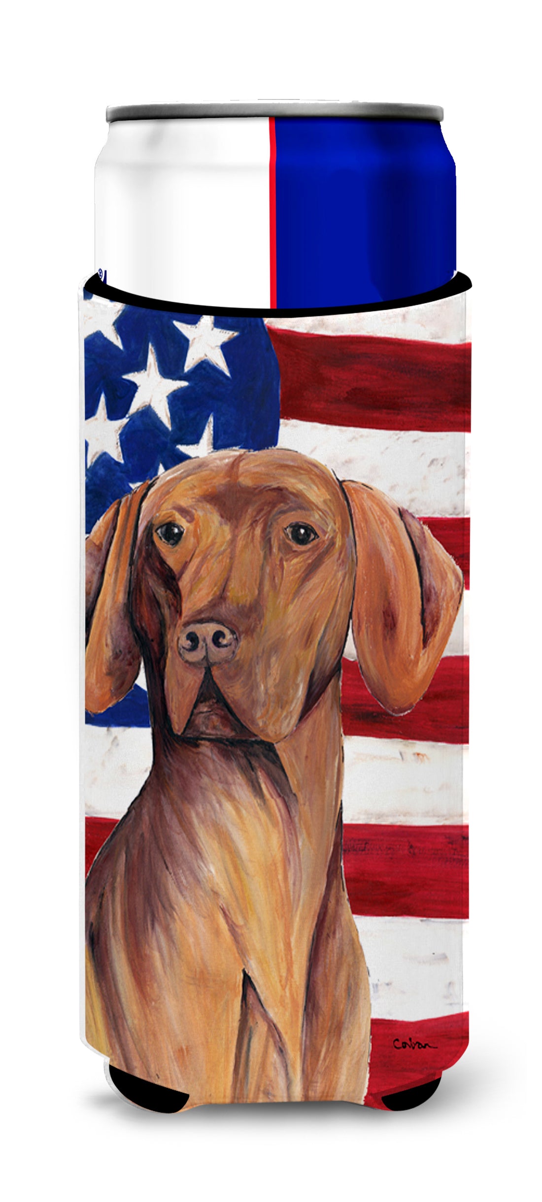 USA American Flag with Vizsla Ultra Beverage Insulators for slim cans SC9022MUK.