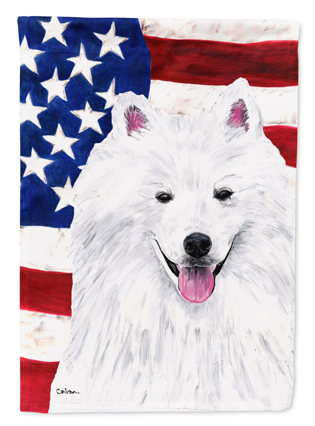 USA American Flag with American Eskimo Flag Garden Size.