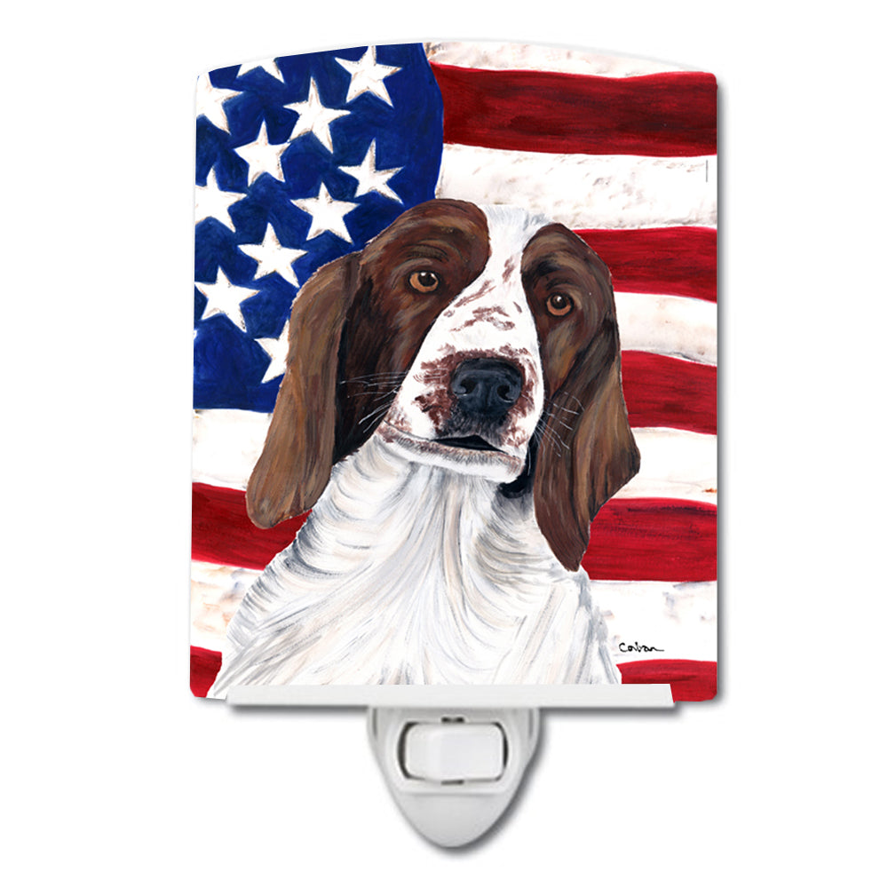 USA American Flag with Welsh Springer Spaniel Ceramic Night Light SC9024CNL - the-store.com