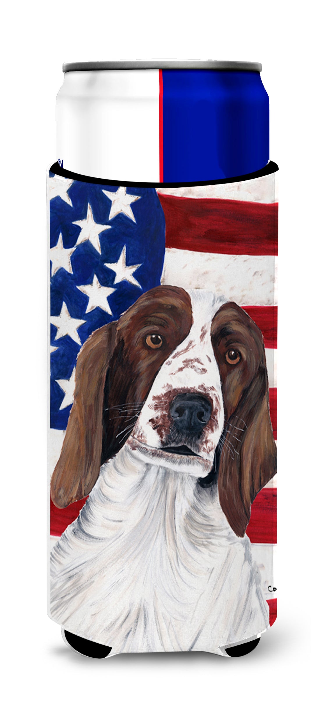 USA American Flag with Welsh Springer Spaniel Ultra Beverage Insulators for slim cans SC9024MUK.