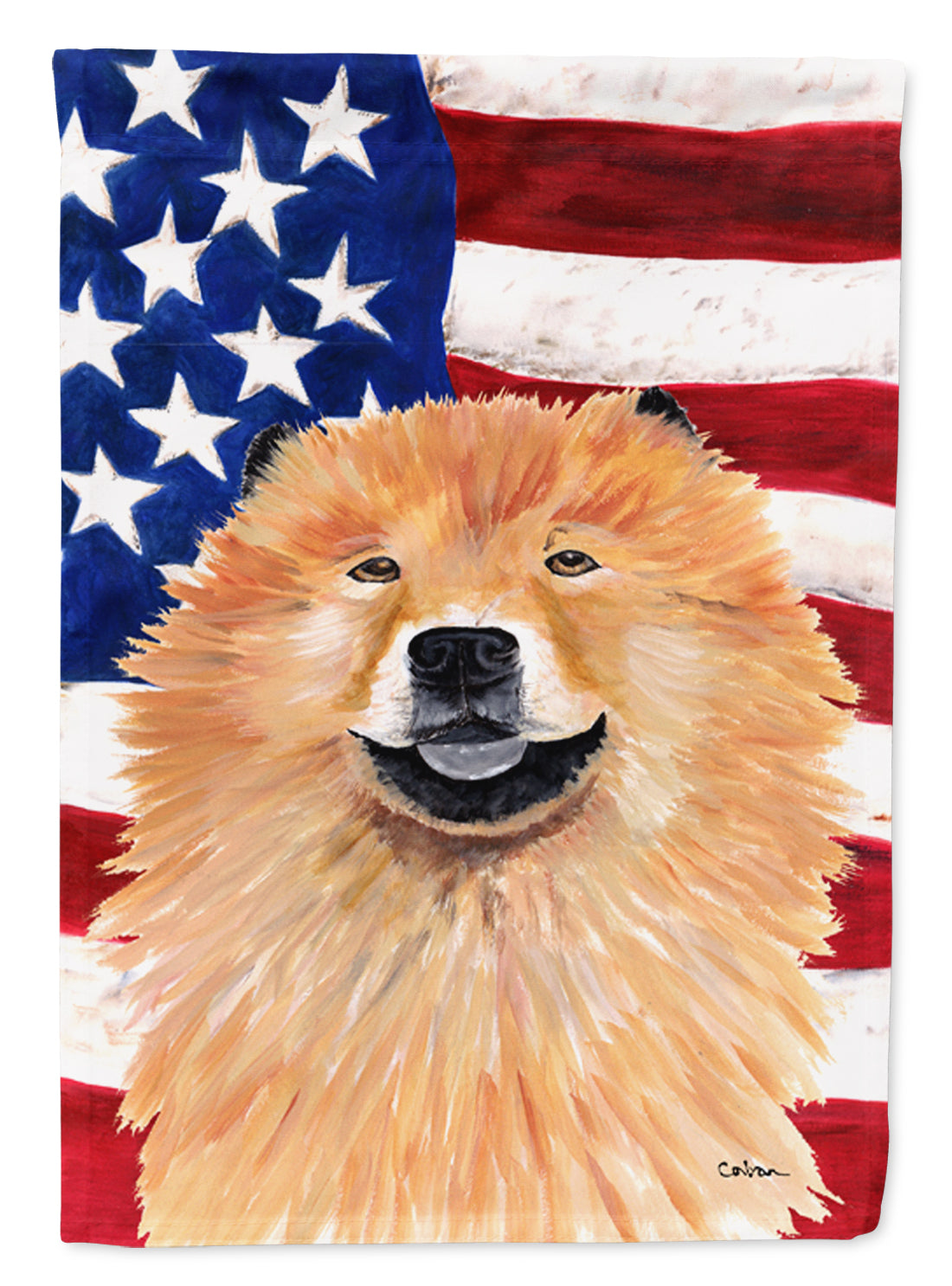 USA American Flag with Chow Chow Flag Canvas House Size  the-store.com.