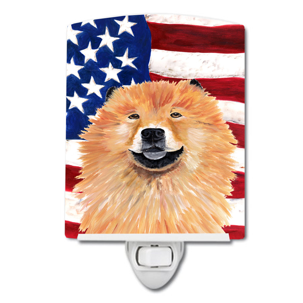 USA American Flag with Chow Chow Ceramic Night Light SC9025CNL - the-store.com