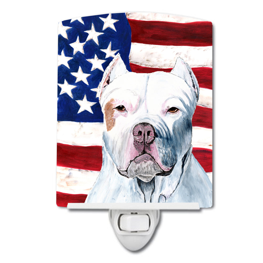 USA American Flag with Pit Bull Ceramic Night Light SC9026CNL - the-store.com