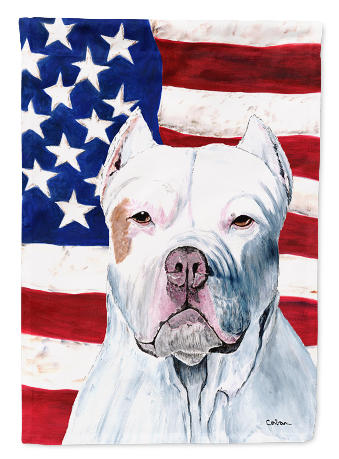 USA American Flag with Pit Bull Flag Garden Size.