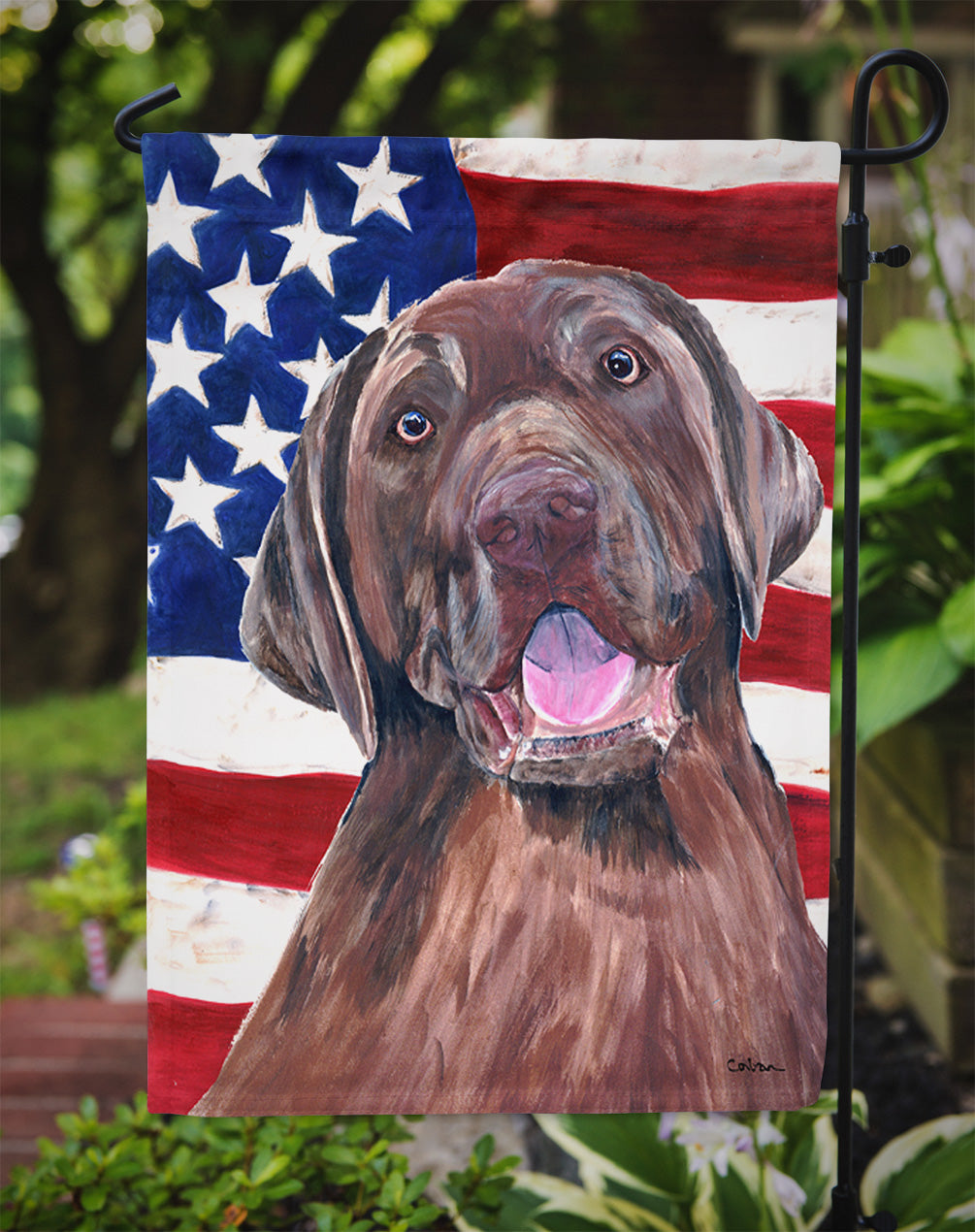 USA American Flag with Labrador Flag Garden Size.