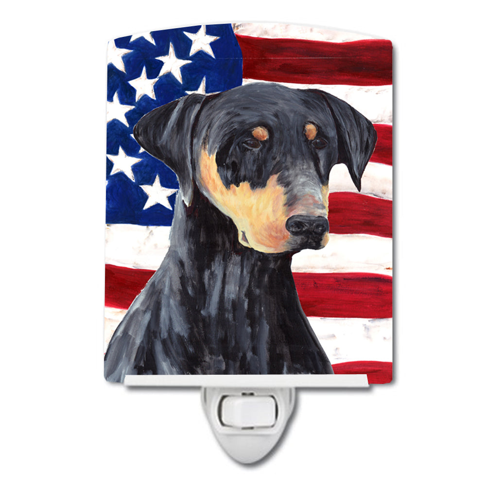 USA American Flag with Doberman Ceramic Night Light SC9030CNL - the-store.com