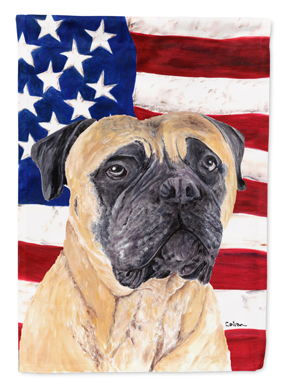 USA American Flag with Mastiff Flag Canvas House Size  the-store.com.