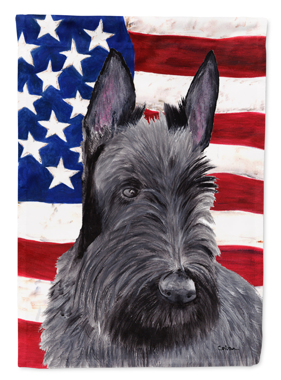 USA American Flag with Scottish Terrier Flag Garden Size.