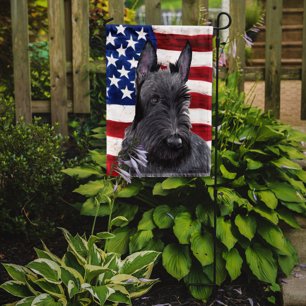 USA American Flag with Scottish Terrier Flag Garden Size.