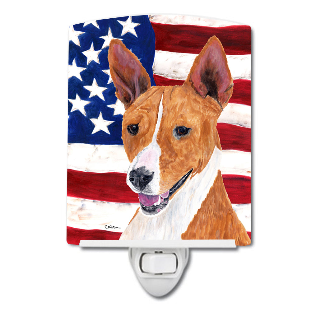 USA American Flag with Basenji Ceramic Night Light SC9033CNL - the-store.com