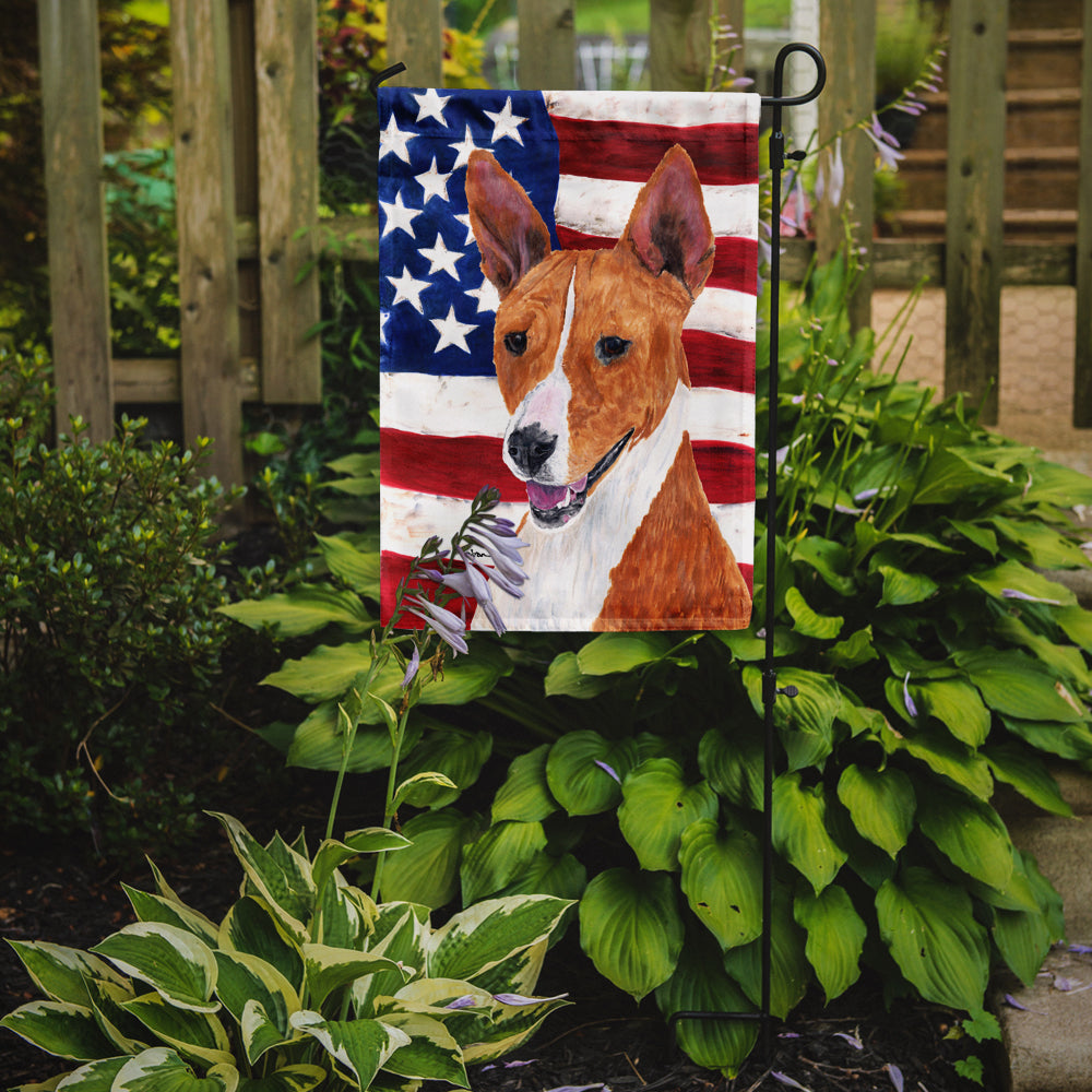 USA American Flag with Basenji Flag Garden Size.