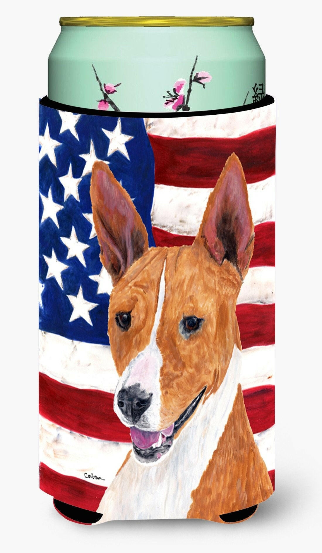 USA American Flag with Basenji  Tall Boy Beverage Insulator Beverage Insulator Hugger by Caroline's Treasures