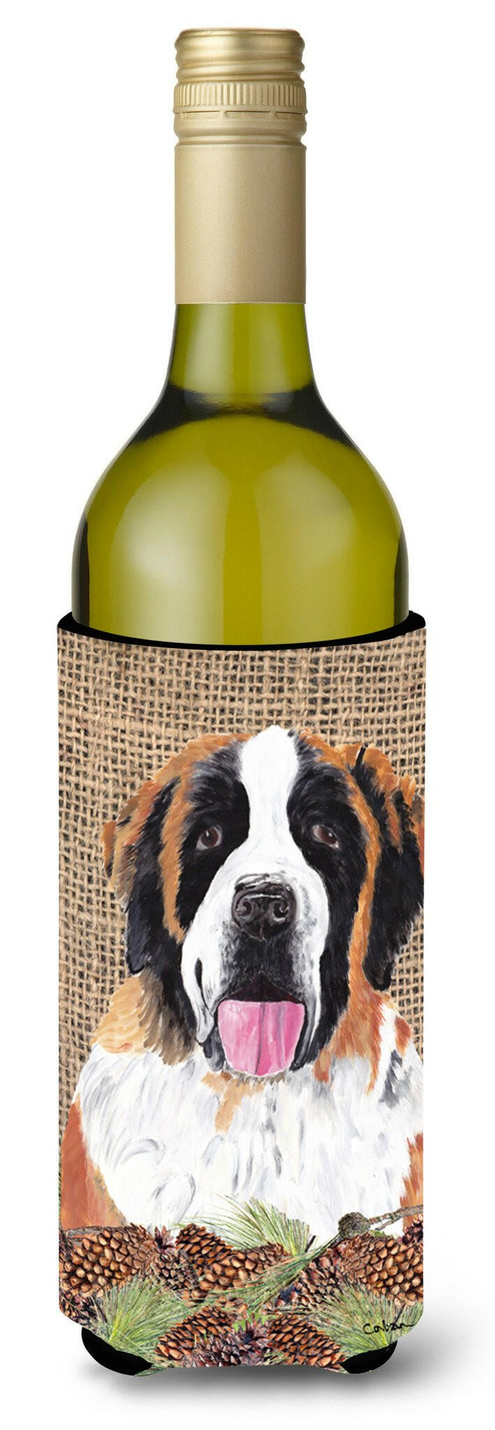 Saint Bernard Wine Bottle Beverage Insulator Beverage Insulator Hugger by Caroline's Treasures