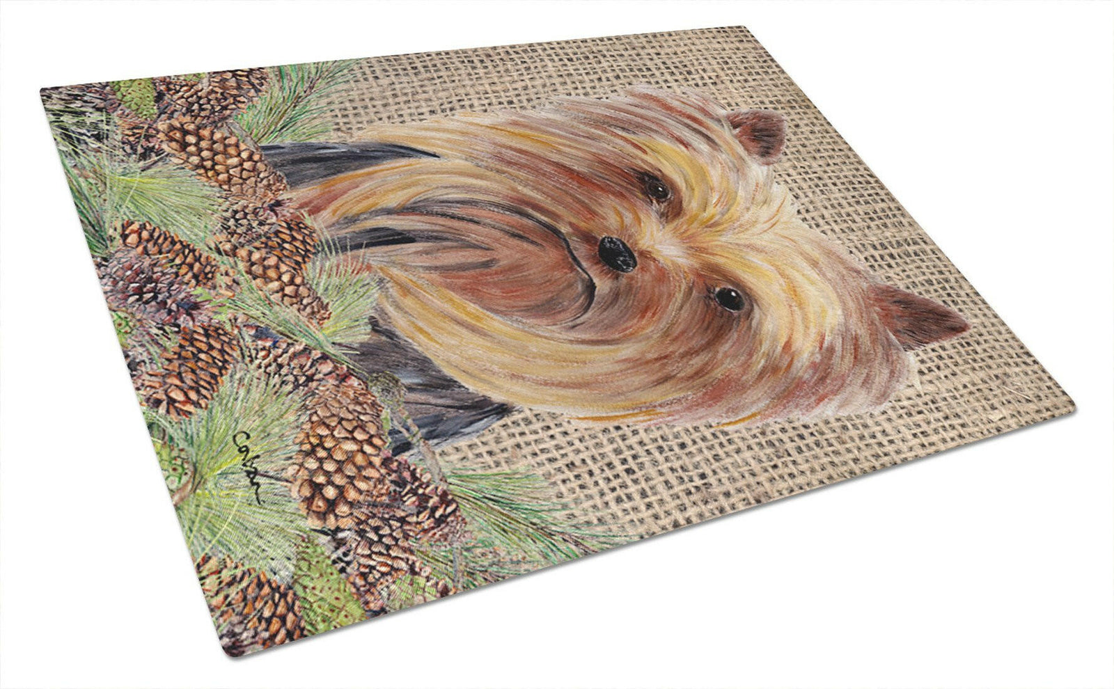 Yorkie Glass Cutting Board Large by Caroline's Treasures