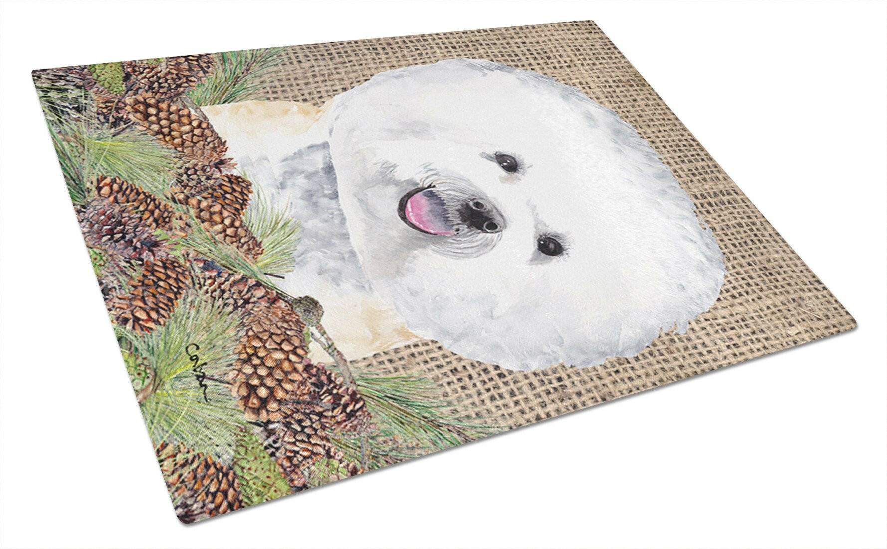 Bichon Frise Glass Cutting Board Large by Caroline's Treasures