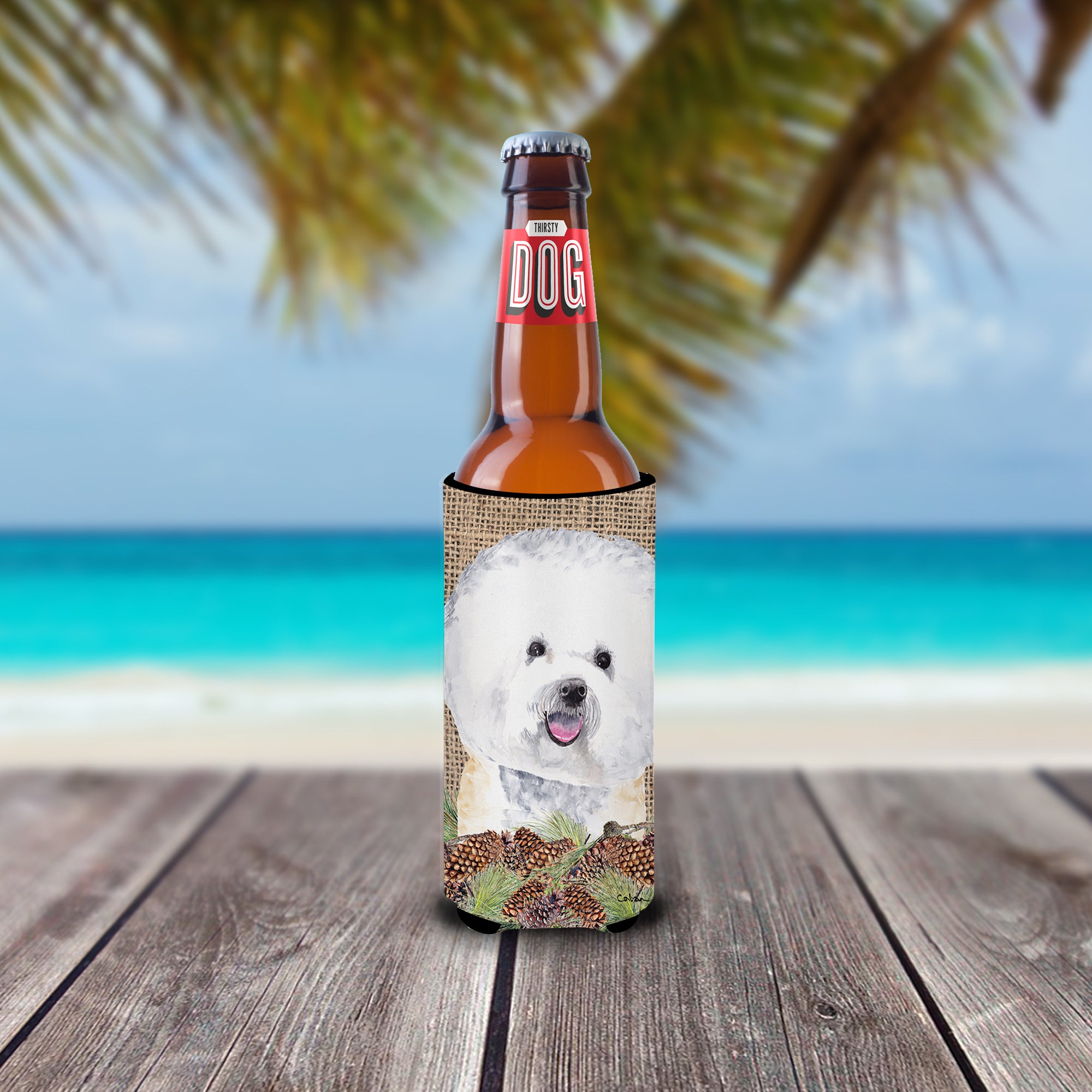 Bichon Frise Ultra Beverage Insulators for slim cans SC9047MUK.