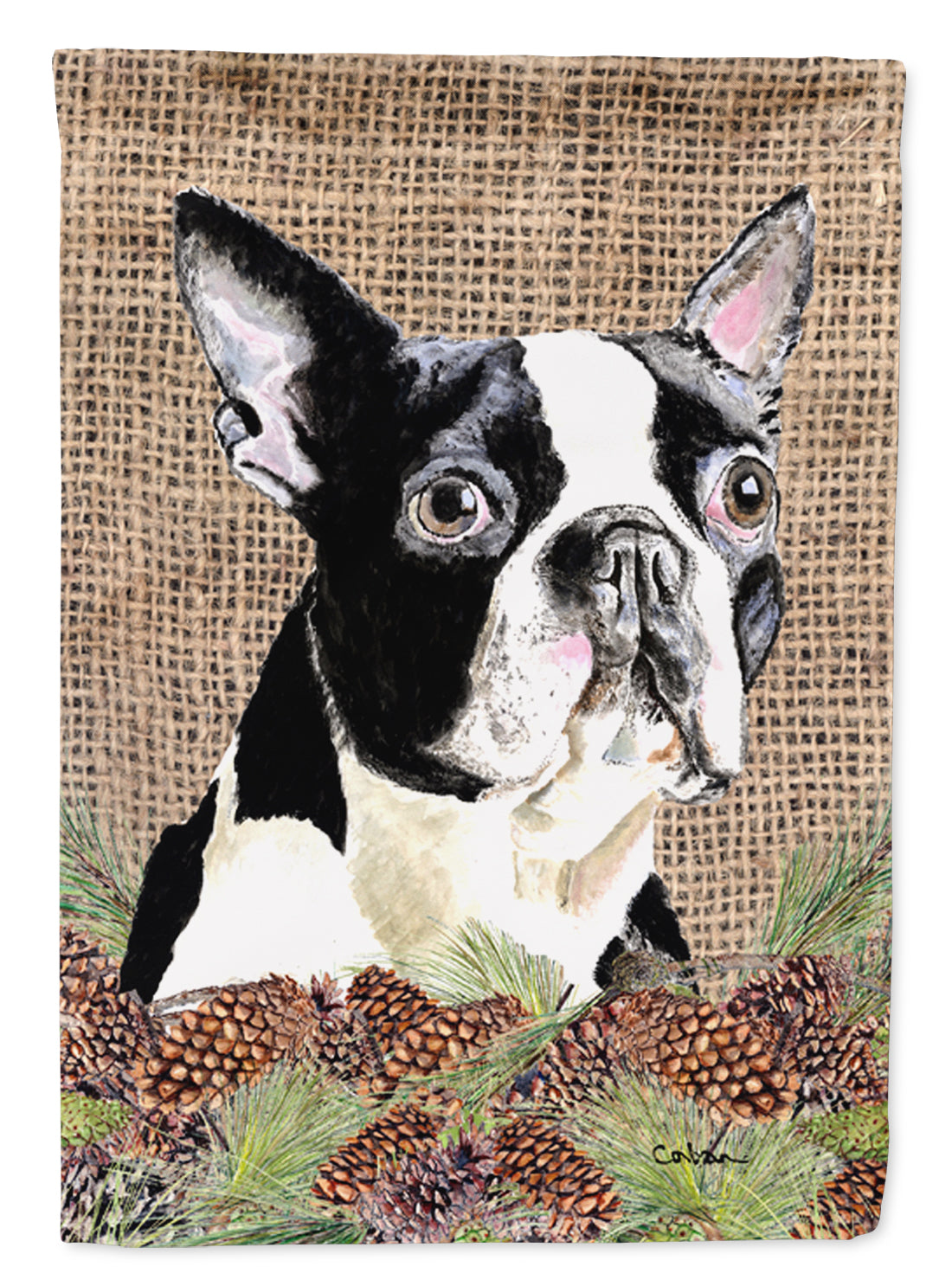 Boston Terrier Flag Canvas House Size  the-store.com.