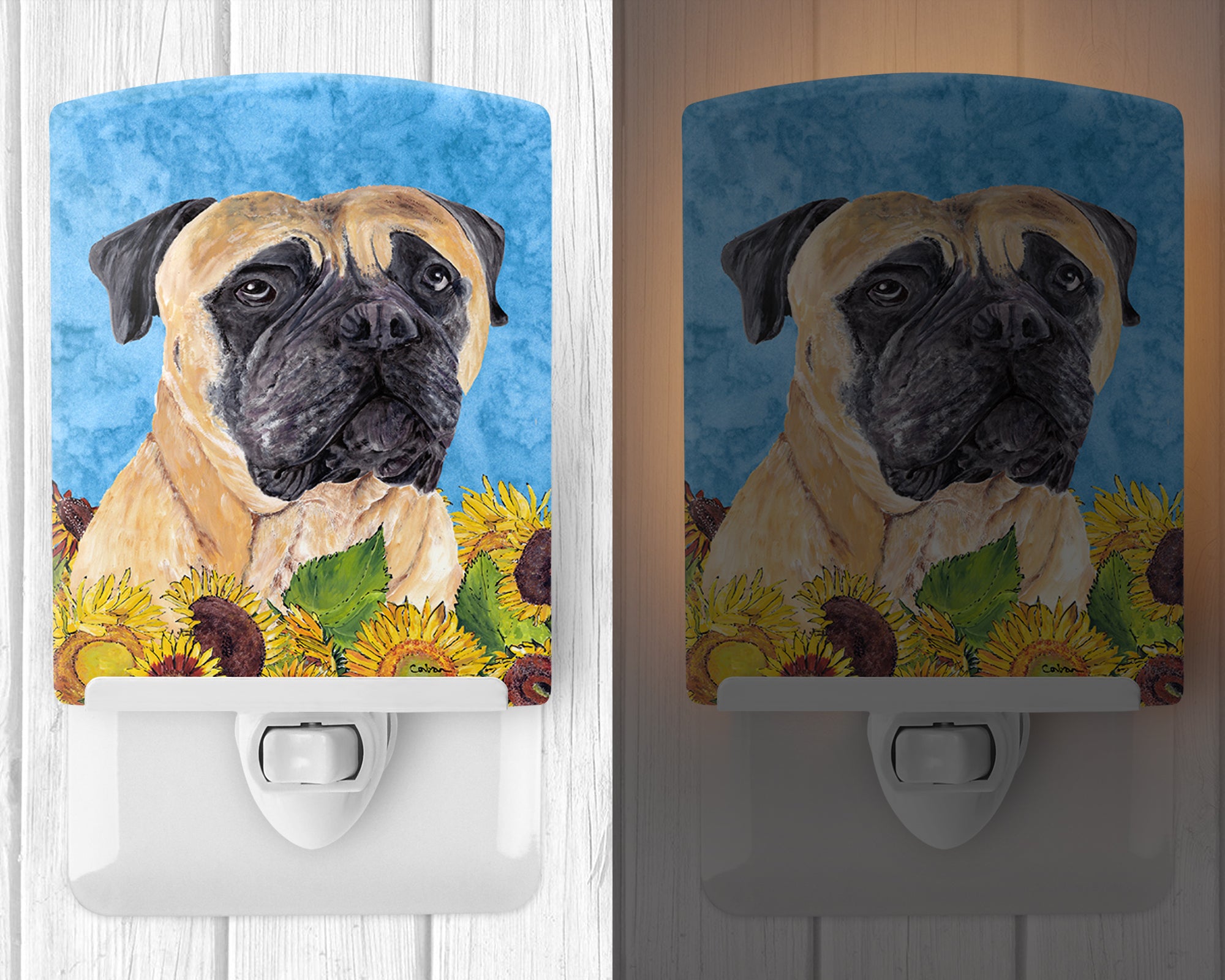 Mastiff in Summer Flowers Ceramic Night Light SC9052CNL - the-store.com