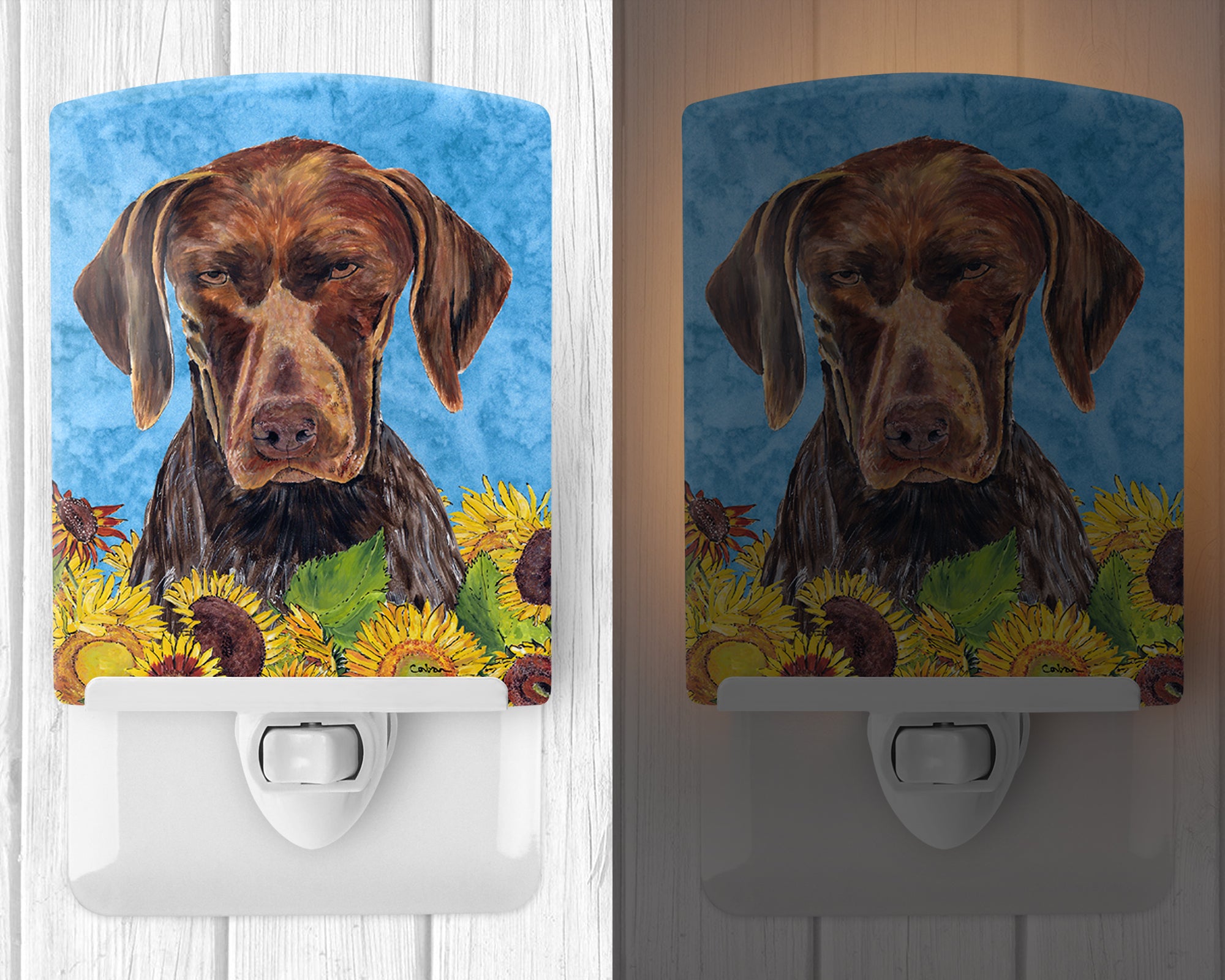 German Shorthaired Pointer in Summer Flowers Ceramic Night Light SC9053CNL - the-store.com