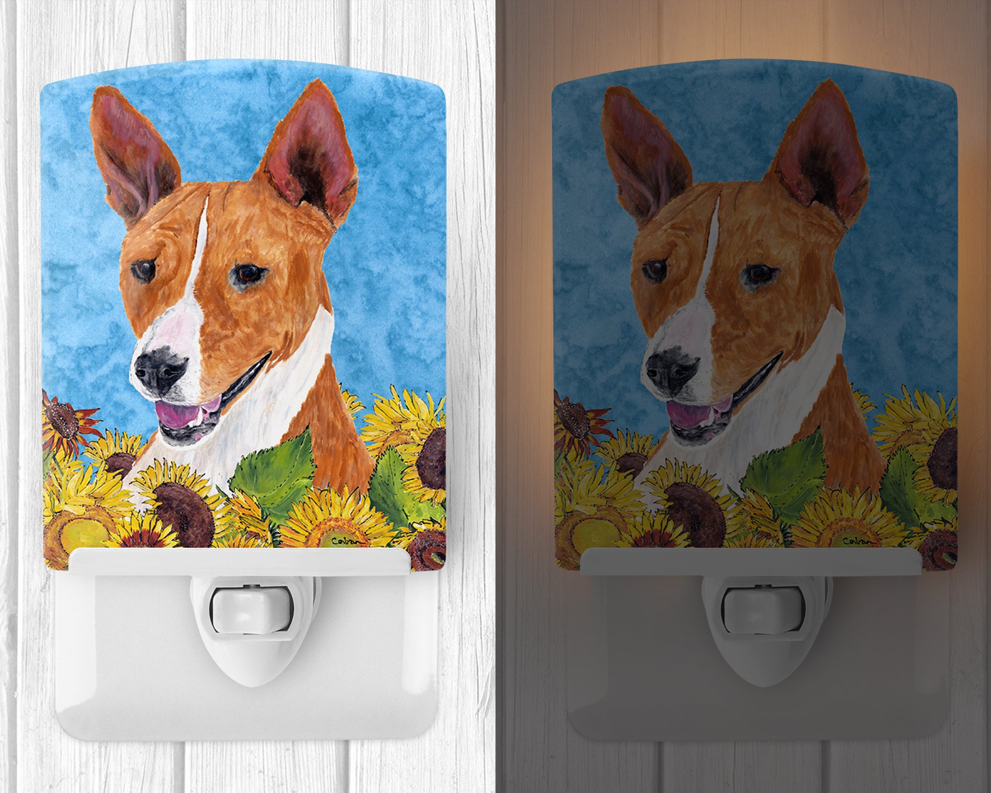 Basenji in Summer Flowers Ceramic Night Light SC9054CNL - the-store.com