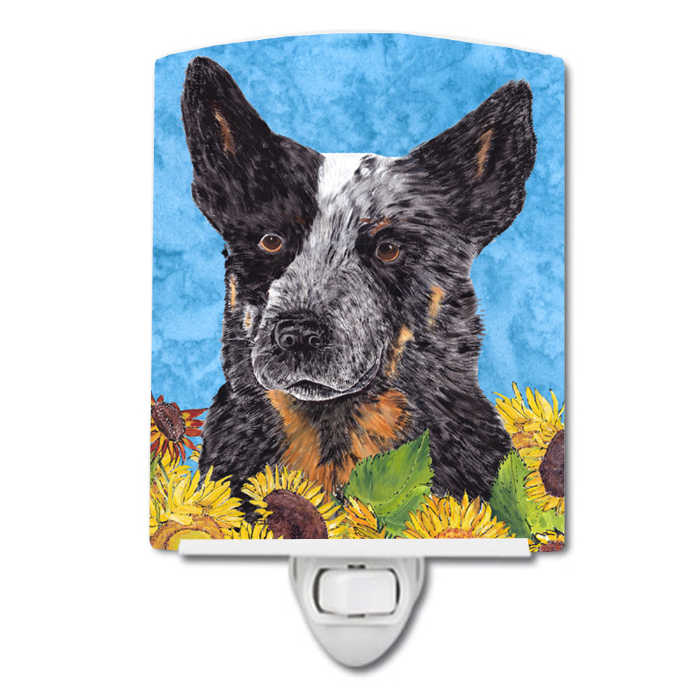 Australian Cattle Dog in Summer Flowers Ceramic Night Light SC9055CNL - the-store.com