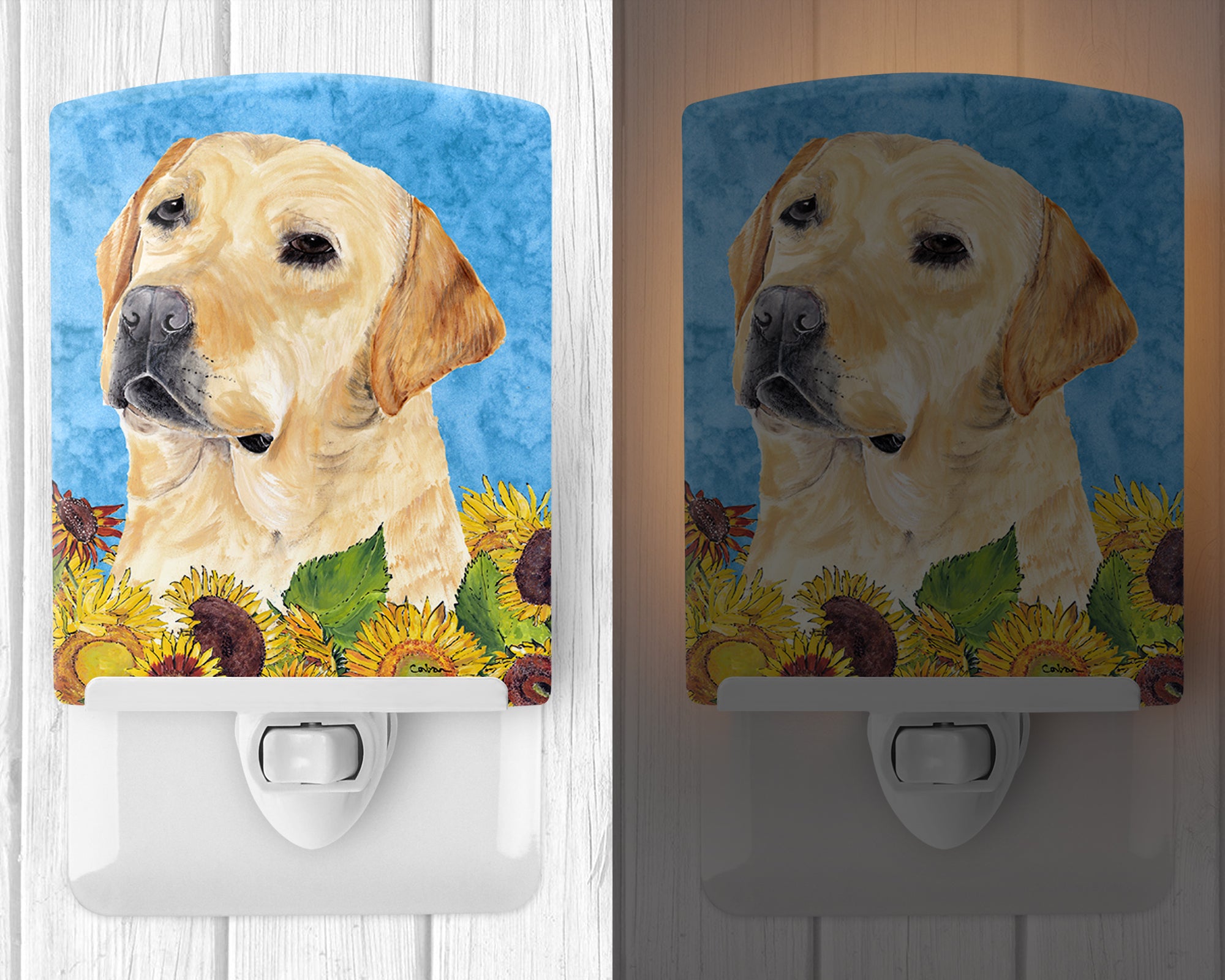 Labrador in Summer Flowers Ceramic Night Light SC9056CNL - the-store.com