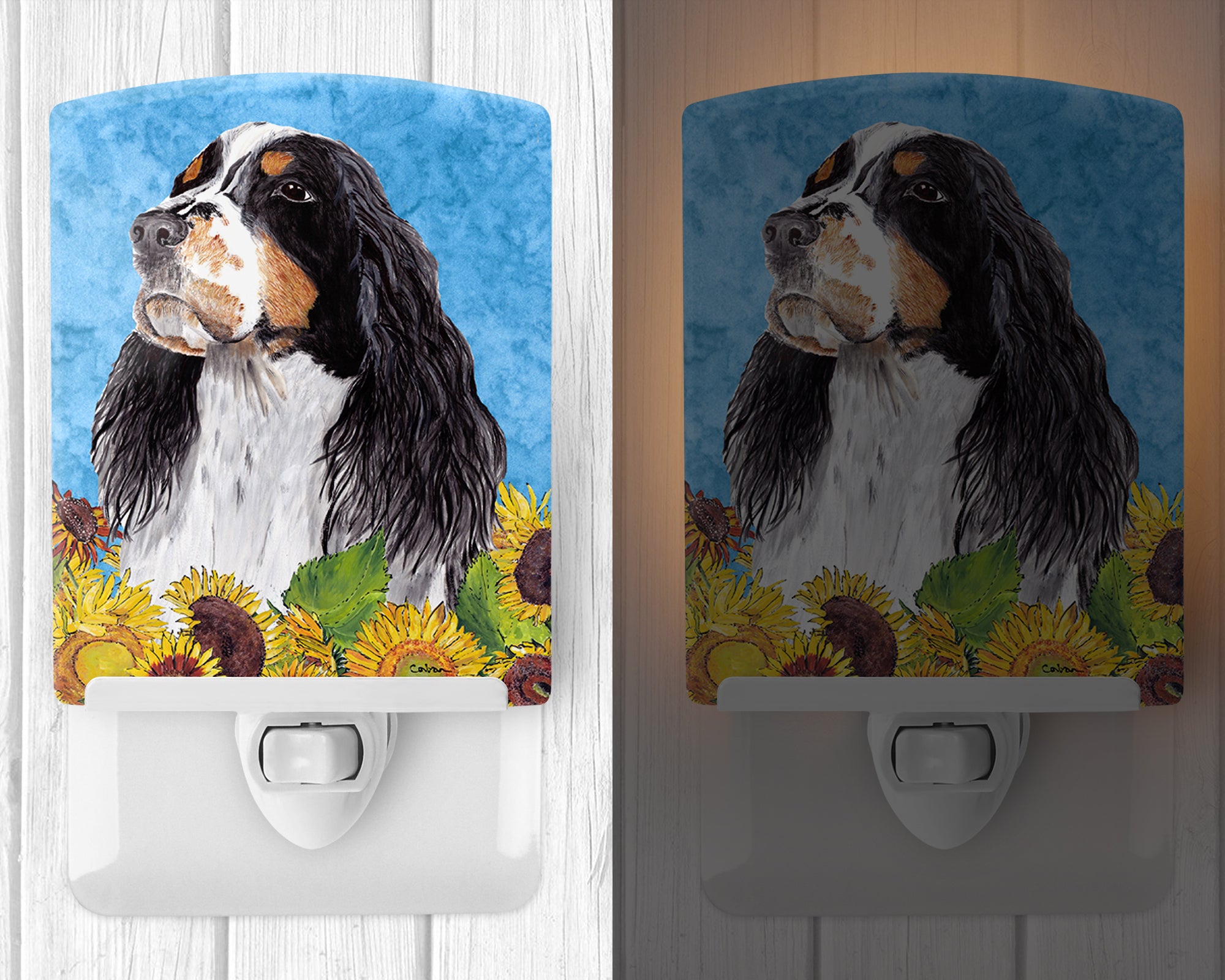 Springer Spaniel in Summer Flowers Ceramic Night Light SC9058CNL - the-store.com